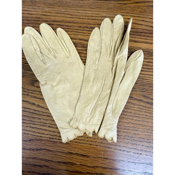 Vtg Miss Aris And Fownes Leather Gloves 1960’s Luxury SZ 6 1/2 Original Bag - Picture 6 of 12